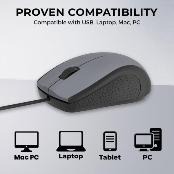EVM Wired Optical Mouse - 3D Office Mouse with 1200 DPI Resolution, USB Interface, Plug and Play