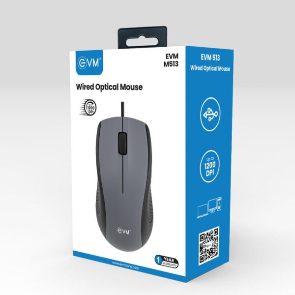 EVM Wired Optical Mouse - 3D Office Mouse with 1200 DPI Resolution, USB Interface, Plug and Play