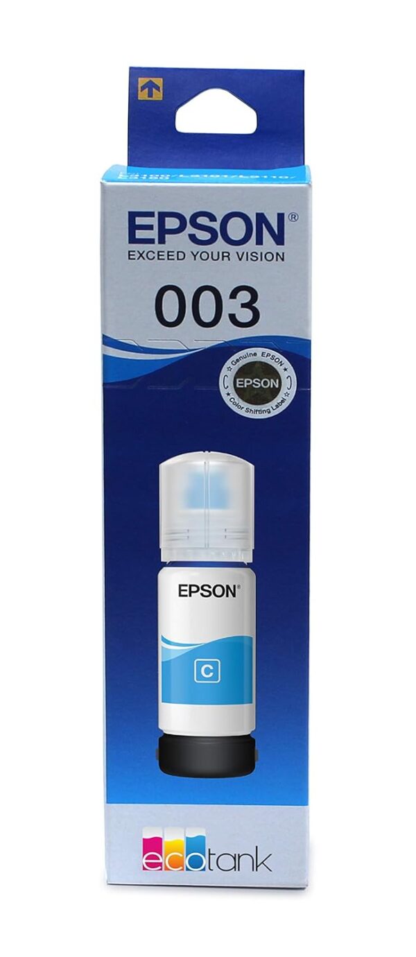 Epson 003 Ink Bottle (Cyan), Compatible with :L3110 /L3101/ L3150 / L4150 / L4160 / L6160 / L6170 / L6190 Printer Models