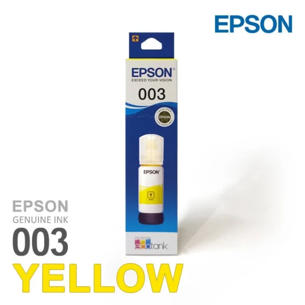 Epson 003 65ml Ink Bottle (Yellow);Compatible with :L3110 /L3101/ L3150 / L4150 / L4160 / L6160 / L6170 / L6190 Printer Models