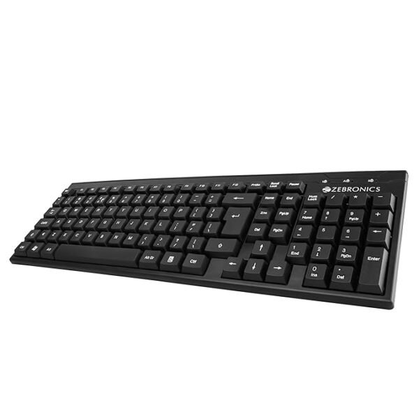 ZEBRONICS Zeb- KB35 USB Wired Keyboard with Rupee Key,Spill-Proof and Slim Design (Black)