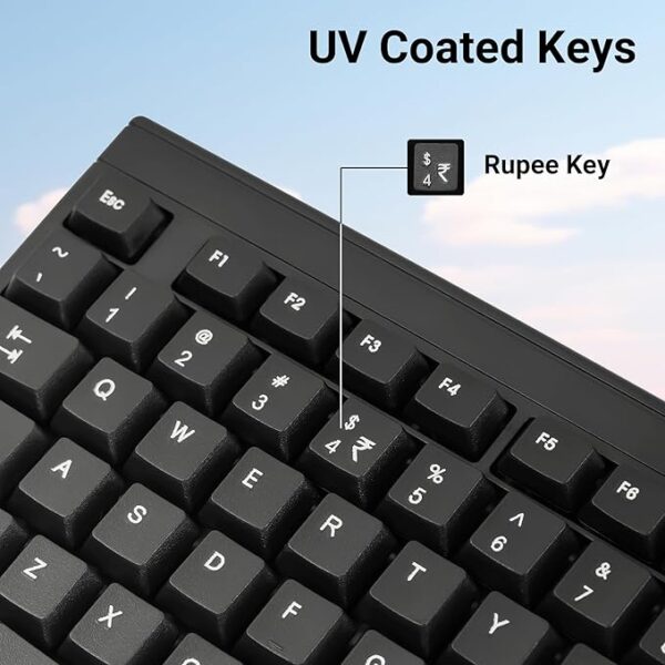 ZEBRONICS Zeb- KB35 USB Wired Keyboard with Rupee Key,Spill-Proof and Slim Design (Black)
