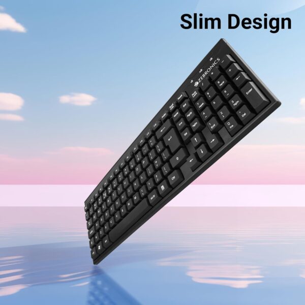 ZEBRONICS Zeb- KB35 USB Wired Keyboard with Rupee Key,Spill-Proof and Slim Design (Black)